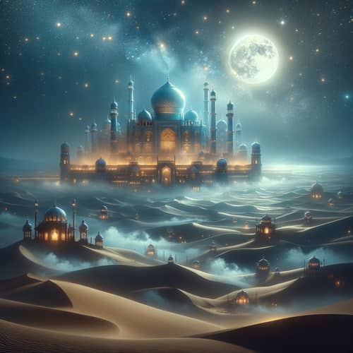 Desert Night Sky & Antique Ruins - Mystical Landscape