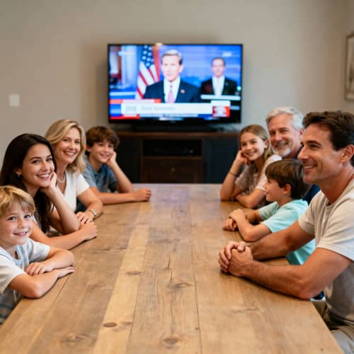 Cozy Family Evening Around the TV Cozy Family Evening Around the TV