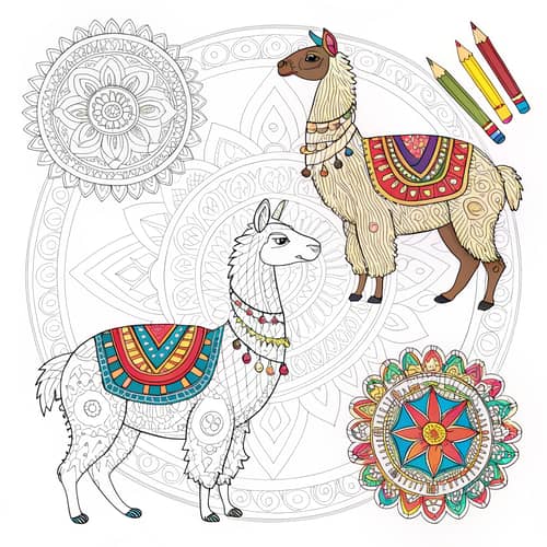 Peru Mandala Coloring Pages: Alpacas & Incas Peru Mandala Coloring Pages: Alpacas & Incas