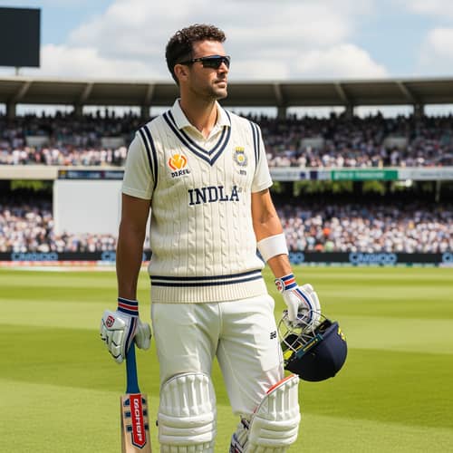 Iconic Cricketer in Action on the Field