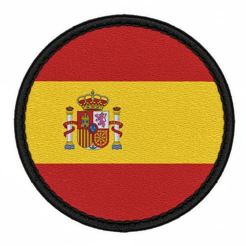 Round Military Patch with Spanish Flag Design