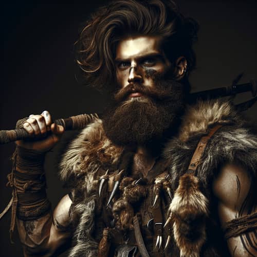 Powerful Barbarian Warrior in Grimdark Atmosphere