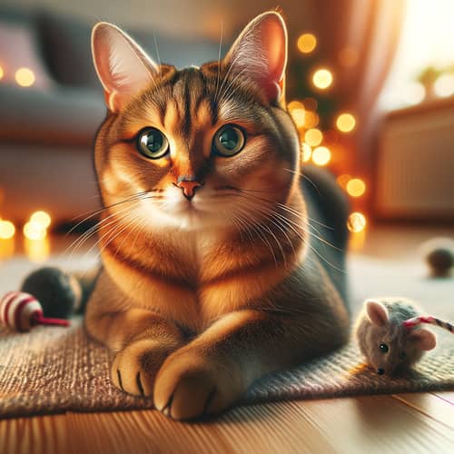 Domestic Short-Haired Cat with Captivating Green Eyes