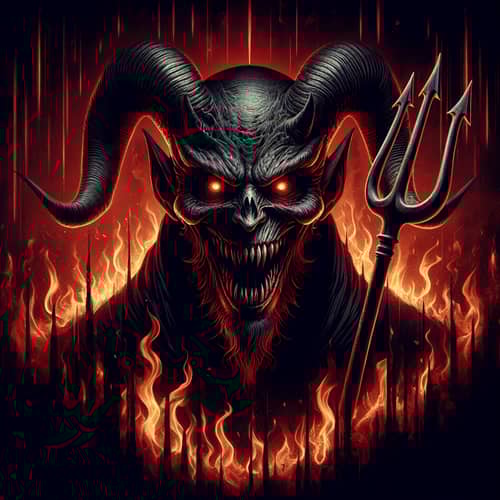 Intimidating Devil Figure Poster | Dark Malevolent Grin