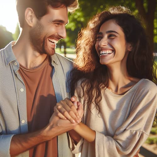 Pure Joy: Happiness Between Couple in a Park