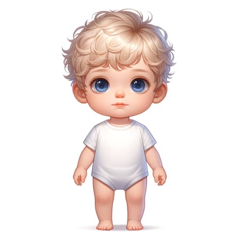 Adorable Baby Boy with Curly Hair and Blue Eyes