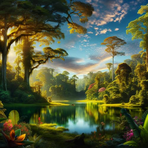 Tranquil Forest and Lake Nature Scene