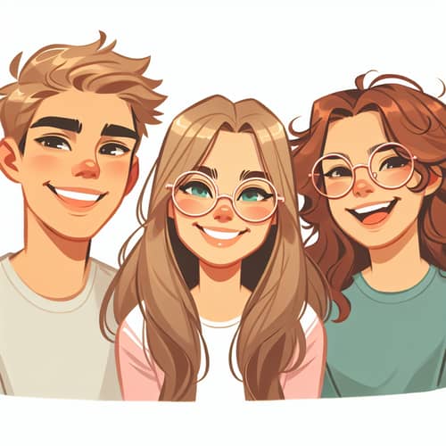 Diverse Trio of Friends Laughing Together | Fun and Joyful Scene