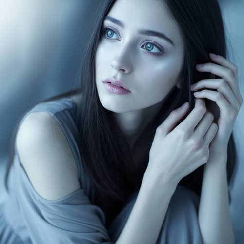 Ethereal Beauty: Pale Girl with Blue Undertones