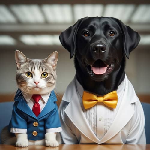 Cat and Dog Dressed for Model UN