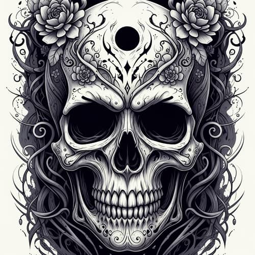 Gothic Witchy Skull Coloring Pages