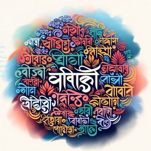 Assamese Word Cloud - Vibrant Calligraphy Design