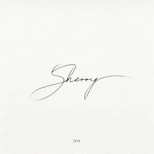 Minimalist Single-Line Drawing 'Sherry' on White Canvas