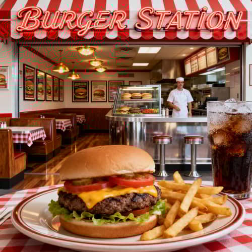 Hyperrealistic American Hamburger Establishment Hyperrealistic American Hamburger Establishment