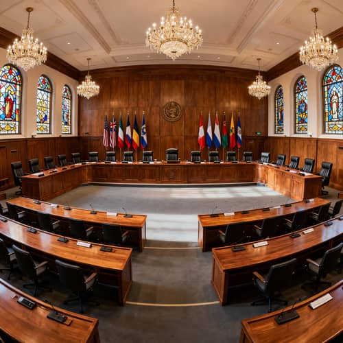 Grand International Courtroom Interior | 360-Degree View
