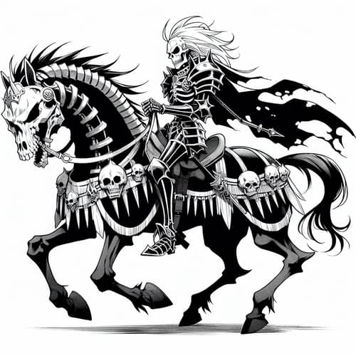 Berserker Skull Knight on Horse - Manga Art