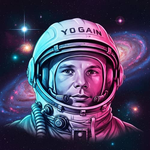Neon Tribute to Yuri Gagarin: Astronaut Sketch
