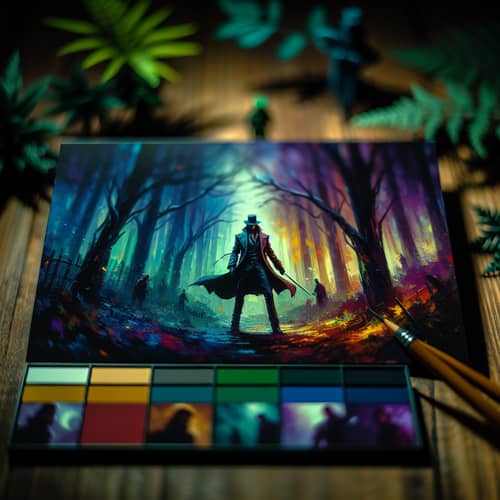 Mysterious Figure in Dark Forest | Dynamic Pose & Intense Gaze