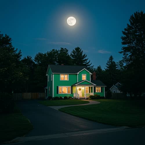 Green House Under the Full Moon