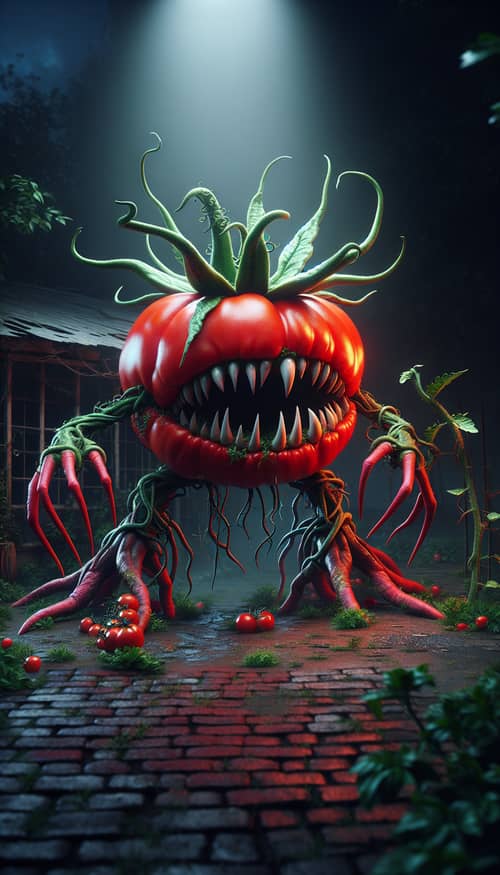 Menacing Giant Carnivorous Tomato Artwork