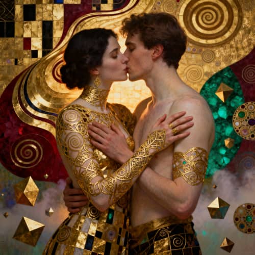 Kiss by Klimt in Superrealism Style