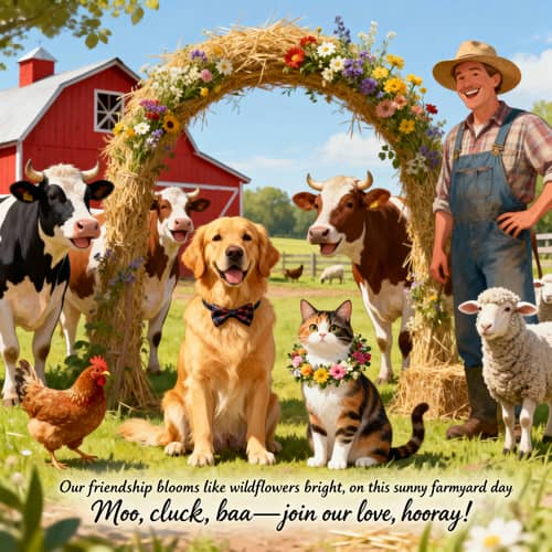 Dog and Cat Farmyard Adventure with Farm Animals Dog and Cat Farmyard Adventure with Farm Animals
