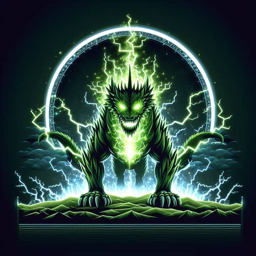 Glowing Green Lightning Creature - Power and Authority