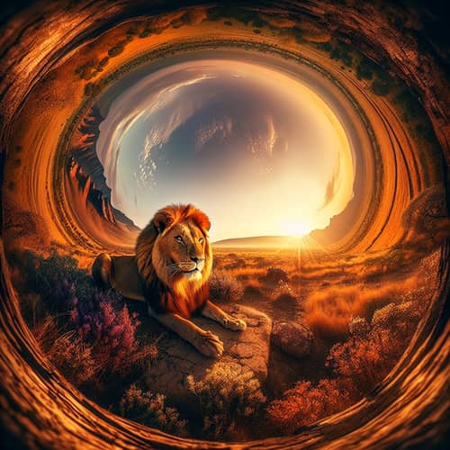 Regal Lion in African Savannah: Wildlife Majesty
