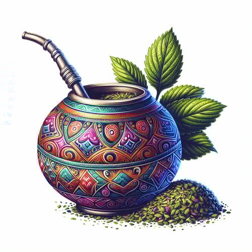 Latin American Folk Art Yerba Mate Gourd Painting