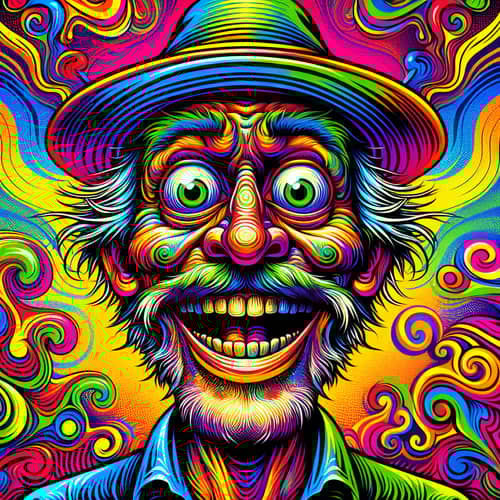 Vibrant & Eccentric Pop Art Character in Psychedelic Colors