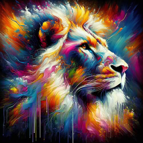 Vibrant Psychedelic Lion Art | Abstract Expressionism Inspired