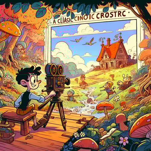 Classic Cartoon Style Illustration for Cinematic Scene