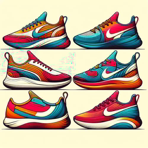 Vibrant Contemporary Sneakers with Striking Swoosh Pattern