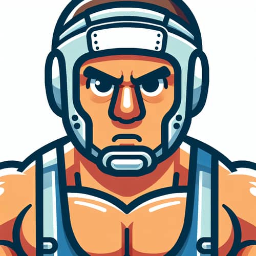 Bold and Muscular Wrestler in Professional Wrestling Attire