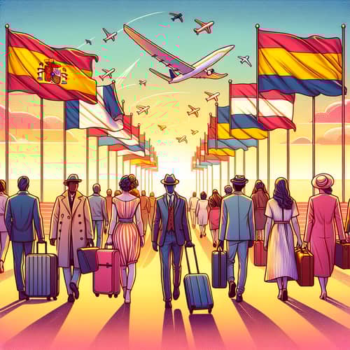 European Culture Migration Illustration - Flags, Unity, Diversity