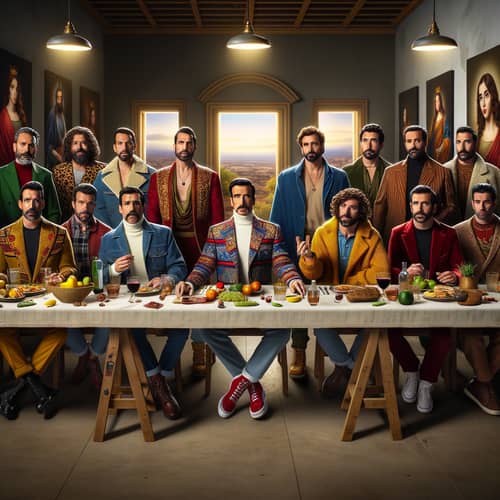 Spanish Talk Show Hosts in Diverse Outfits | Modern Last Supper