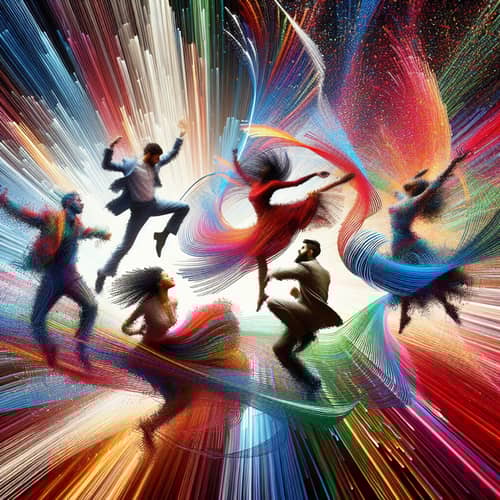 Colorful Festivities: Dancing Figures Celebrate with Joy
