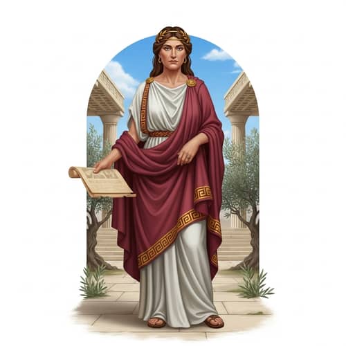Caucasian Woman as Classical Greek Philosopher