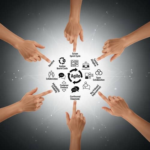 Agile Portfolio Management Infographic with Large Hands