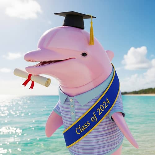 Pastel Pink Dolphin Graduation | Class of 2024
