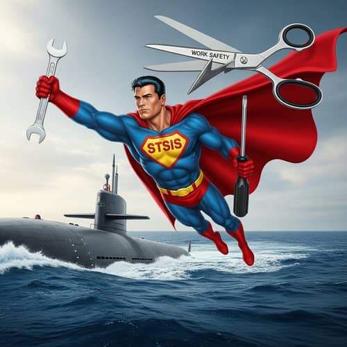Superhero Flying to Submarine | Work Safety Theme | STSIS Logo