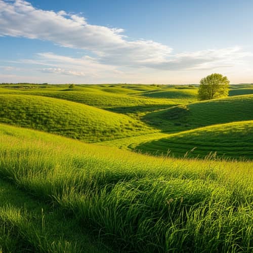 Verdant Landscape: Lush Green Grass Rolling Hills