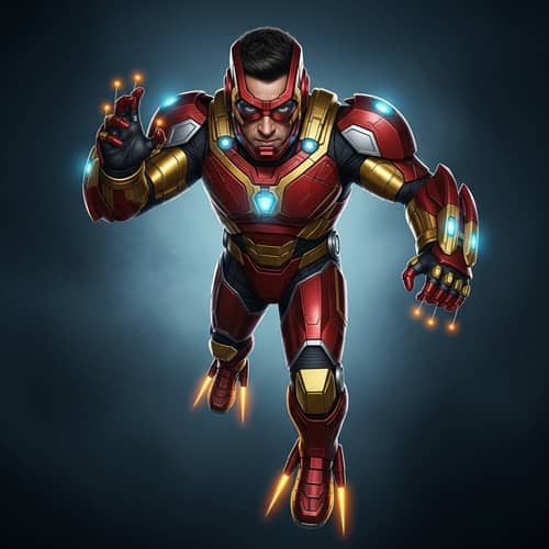 Intense Male Actor in Red and Gold Armor Suit | Action Stunt Performer