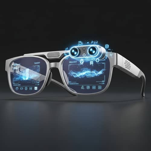 Futuristic High-Tech Glasses with Holographic Display
