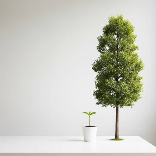Minimalist Professional Growth | Sprouting Seedling & Thriving Tree