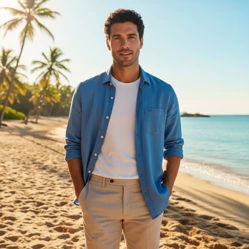 Jencarlos Canela: Confident Man at Sunny Beach