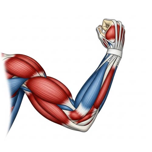 Anatomical Illustration of Muscular Arm - Triceps and Biceps Emphasized