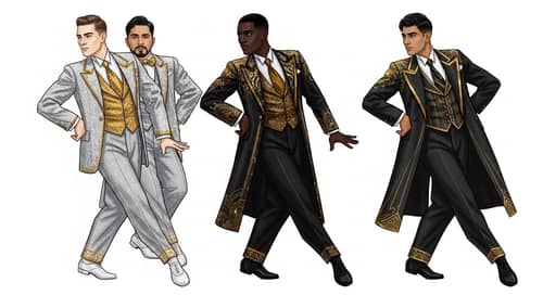 Glamorous 1920s & 1930s Inspired Male Dancer Costume Sketches