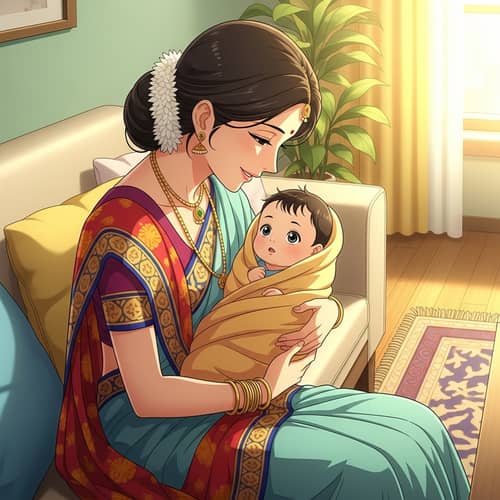 South Asian Mother and Baby in Warm Embrace | Loving Bond Depiction