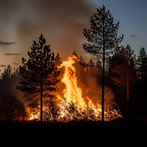 Majestic Untamed Fire in Dense Forest